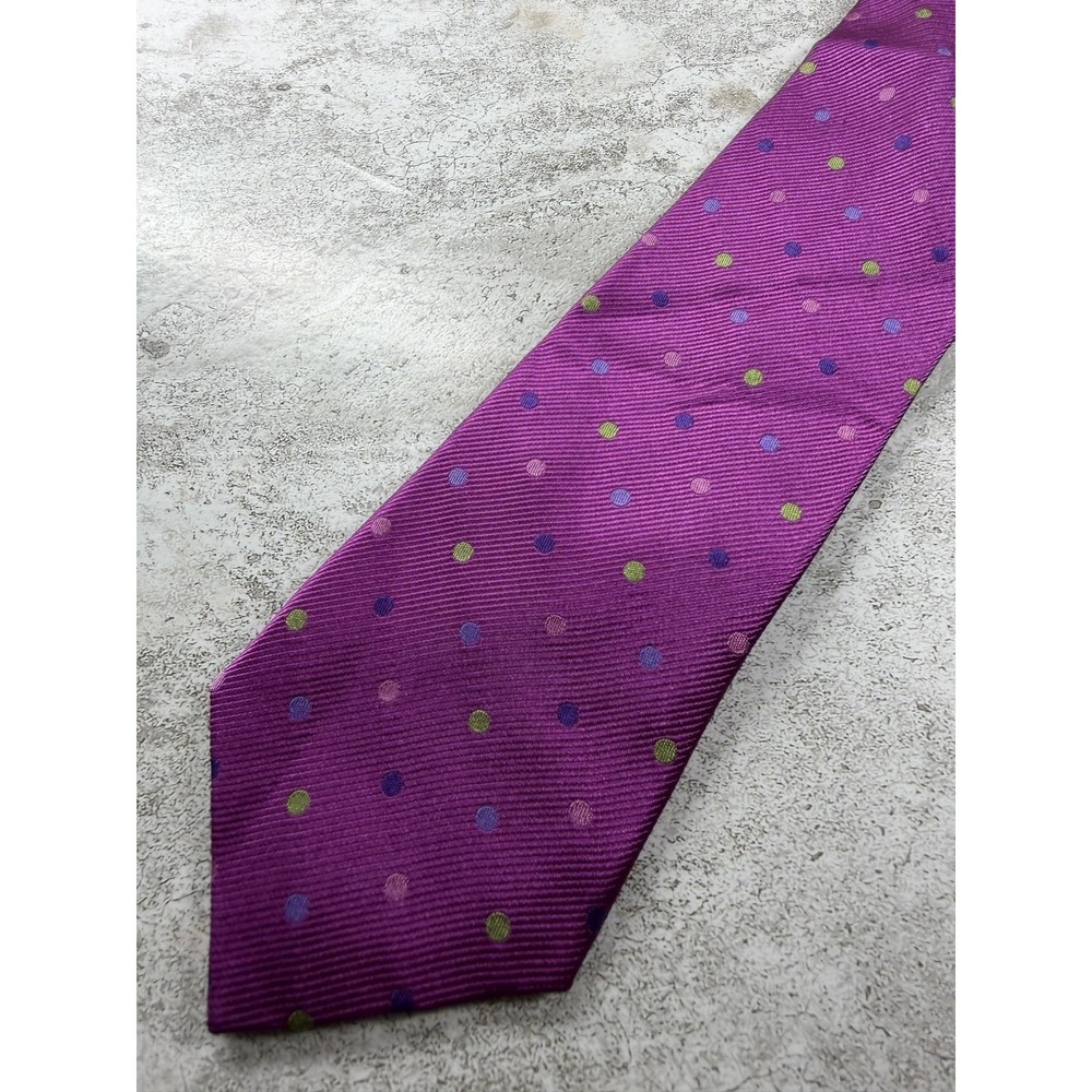 Nicole Miller Tie Mens One Size Purple 100% Silk Polka Dot Woven Designer